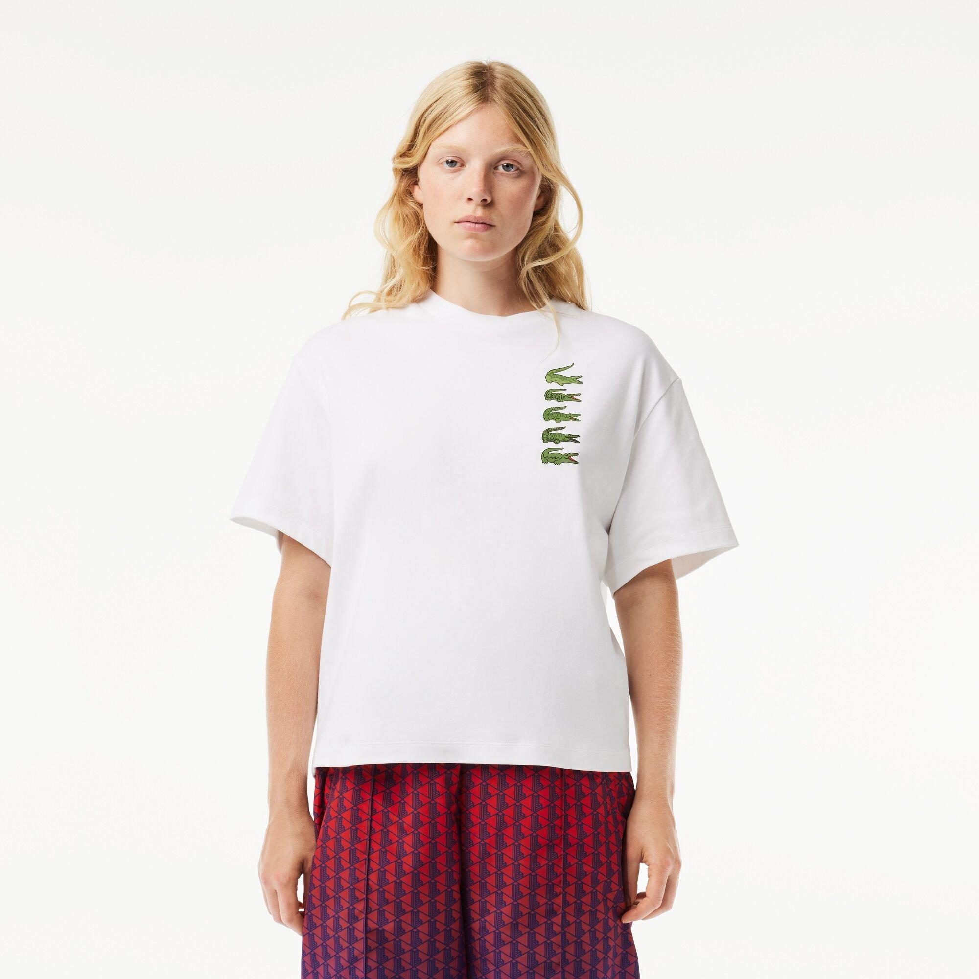 Lacoste Oversized Iconic Croc Print Cotton T Shirt