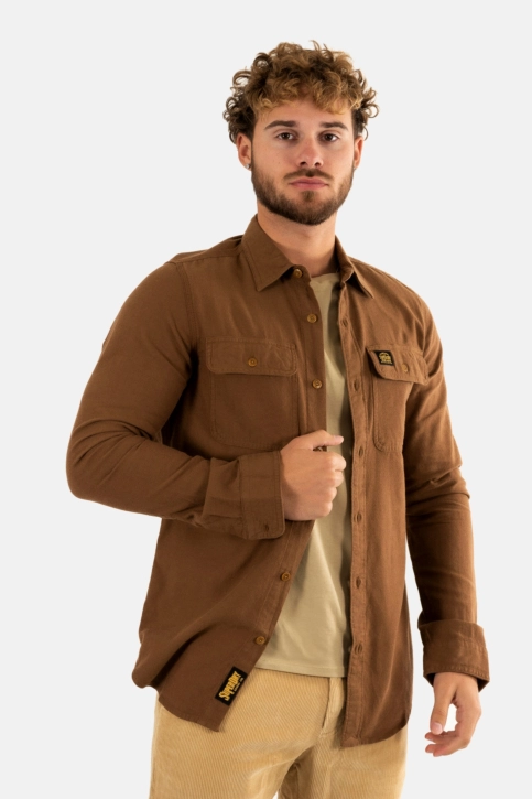 Chemise superdry flannel 9ck sandstone brown