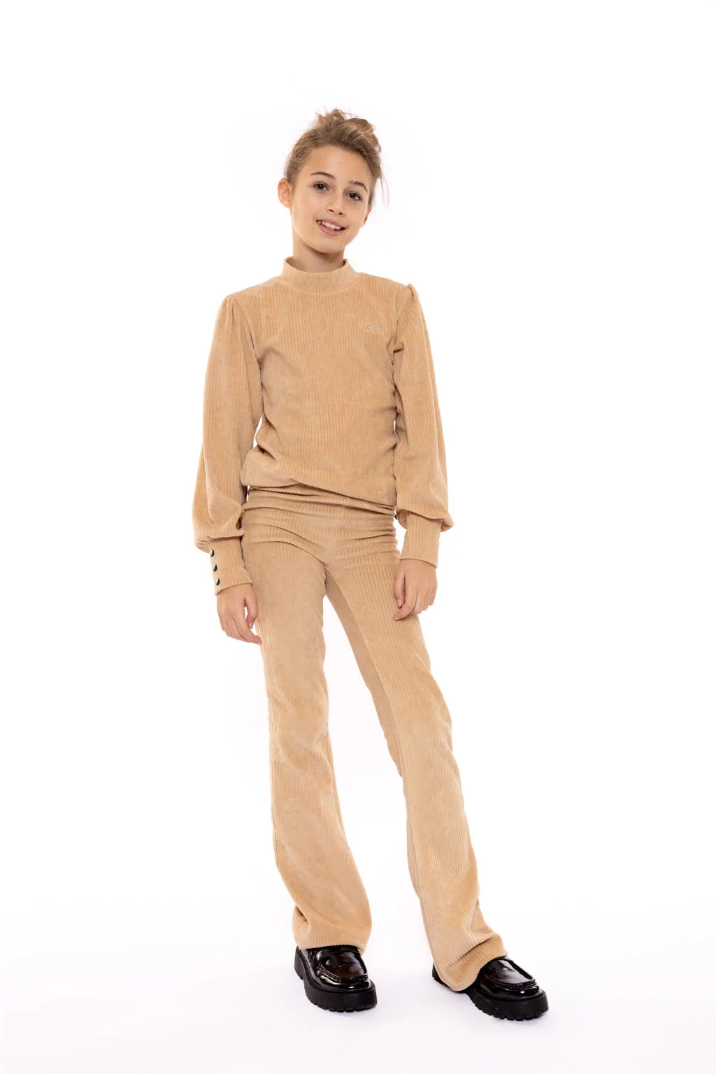 No Way Monday high waist flared broek zand