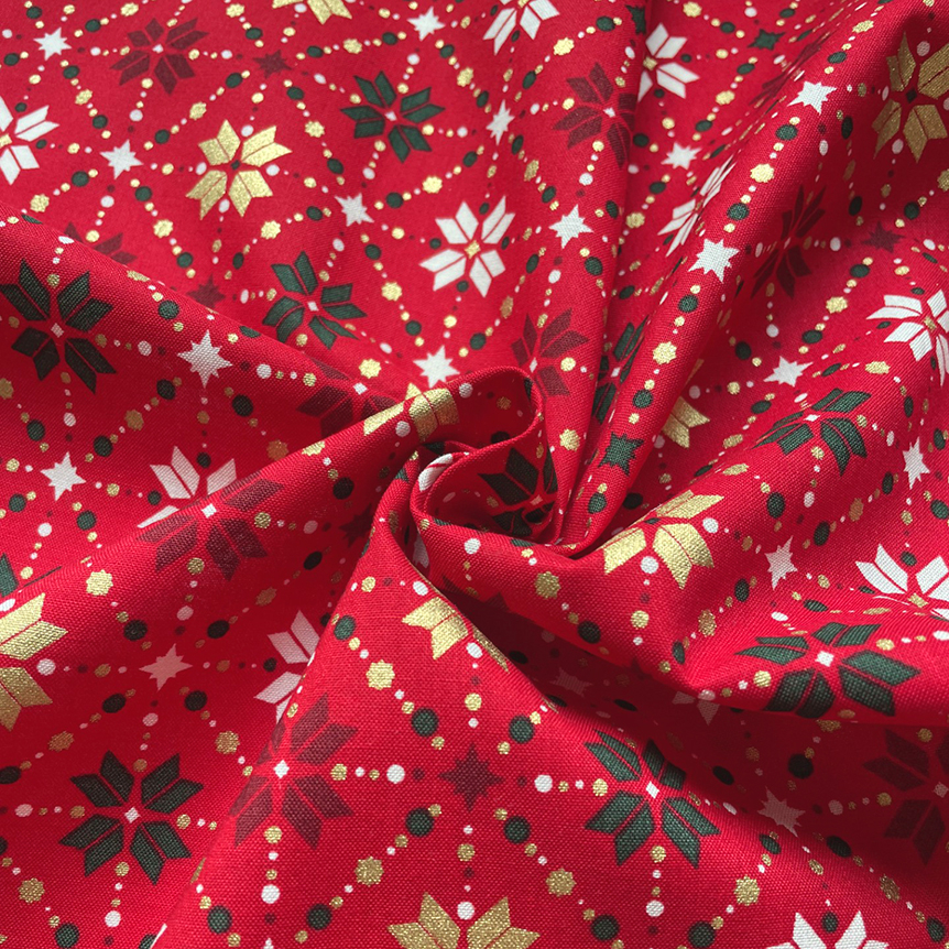 Tissu Coton Au Mètre Ex2468 Géo Scandinave Or Rouge