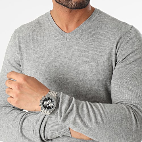 Pull Col V S2005 Gris Chiné