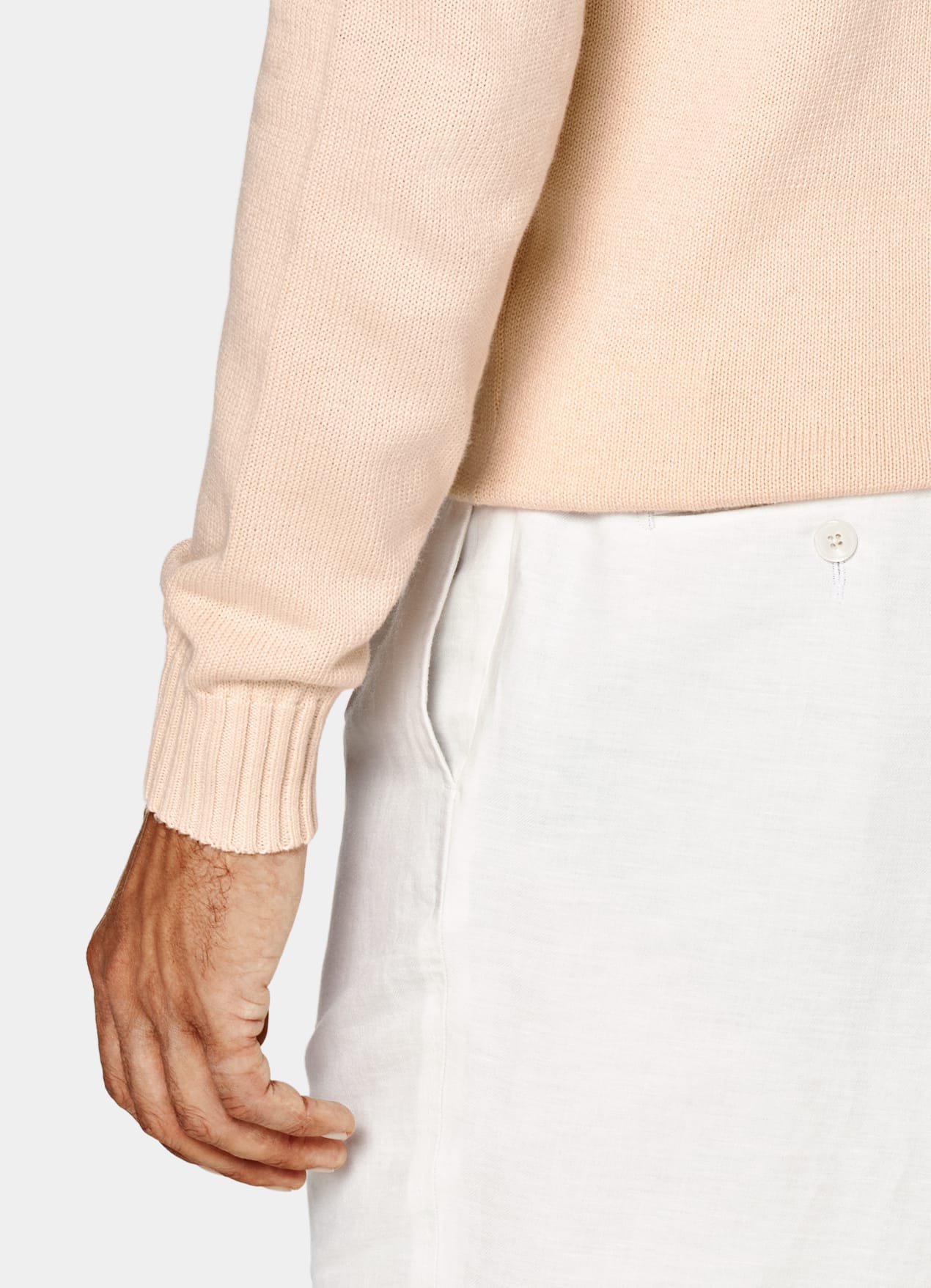 Pull col rond rose pâle