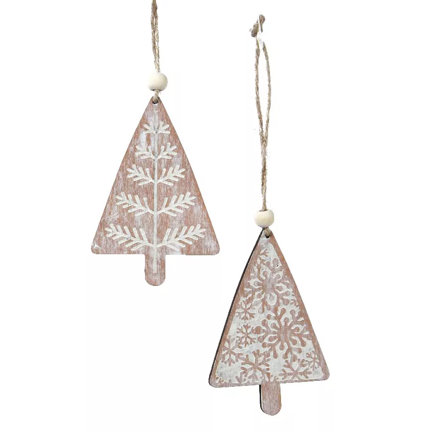 Lot de 2 sapins à suspendre (H11 cm) Moïna Rose