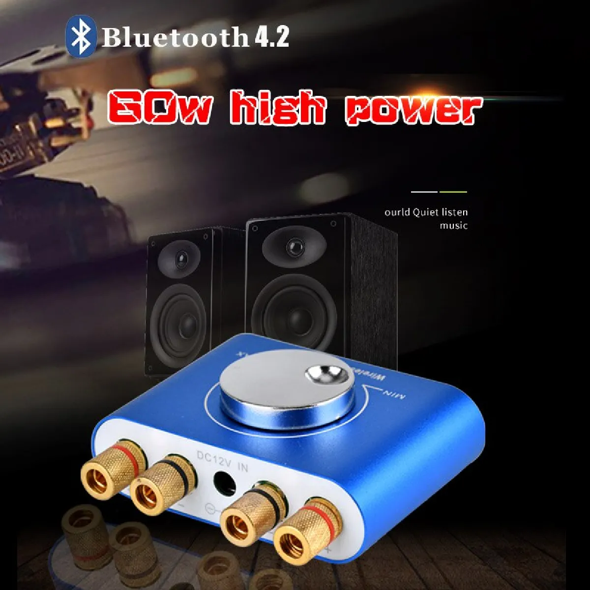 Universal Amplificateur audio Bluetooth 4.2 - Bleu