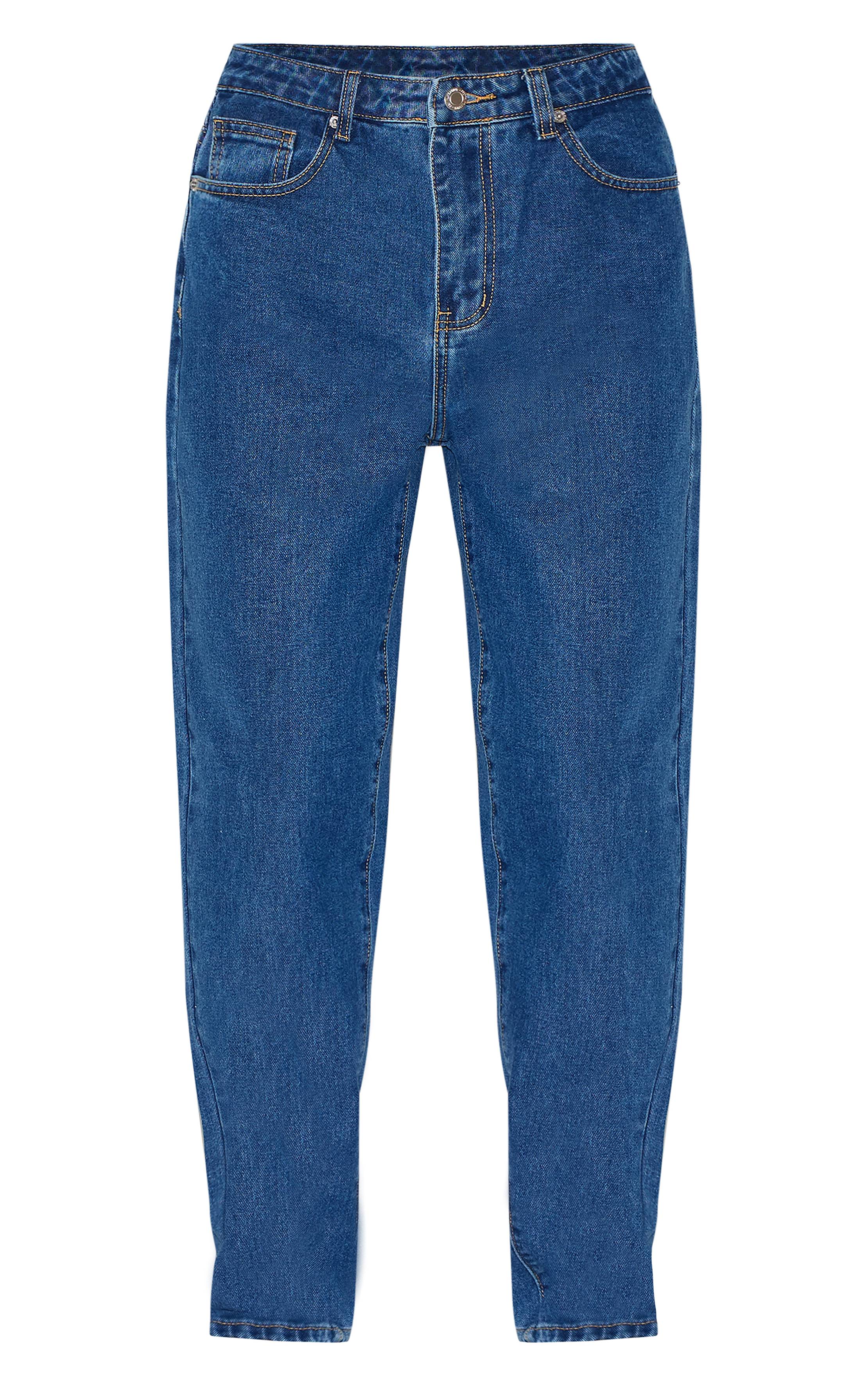 Bleu Foncé Prettylittlething Jean Mom Taille Haute