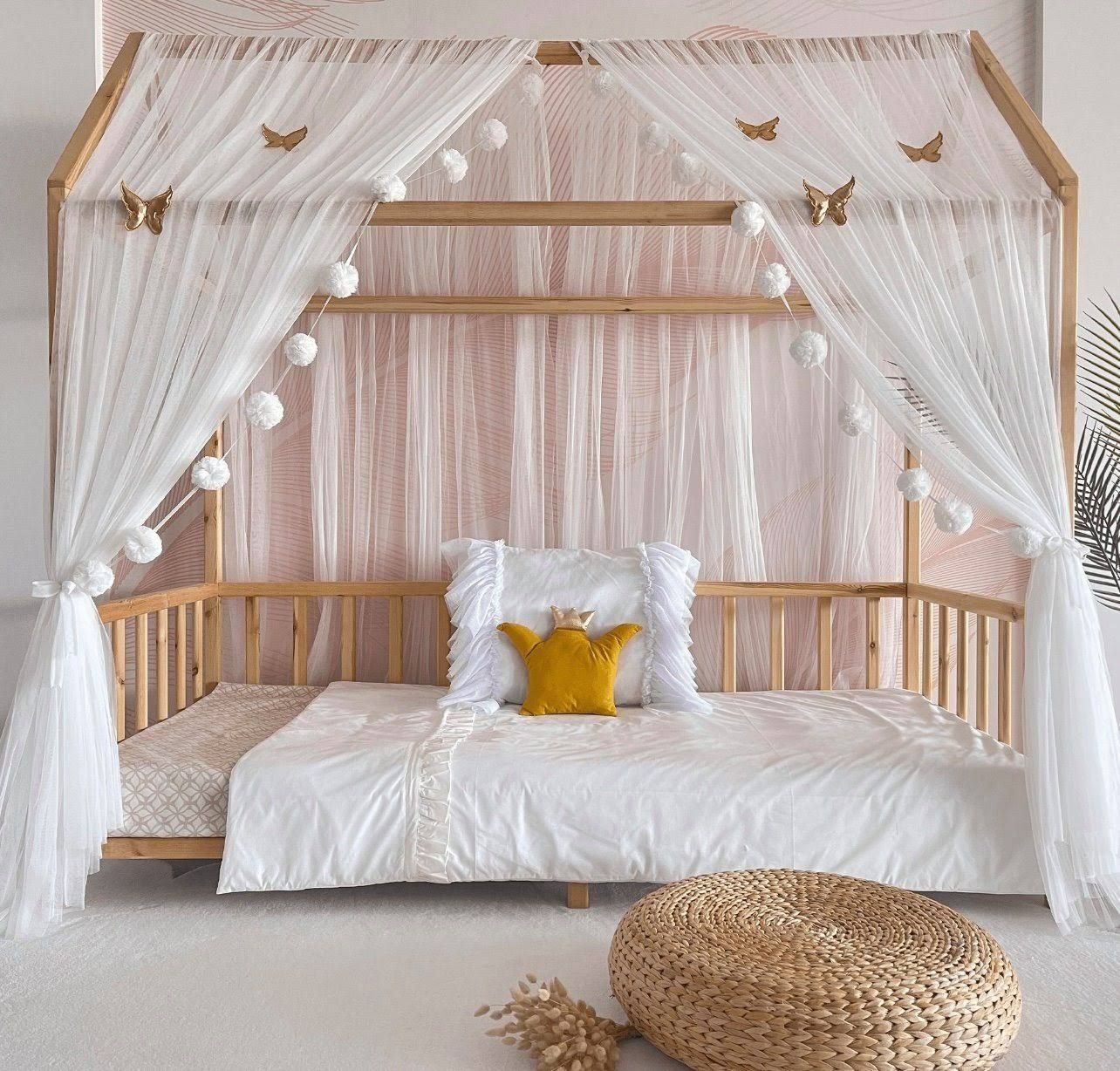 Baby Fancyroom Betthimmel Betthimmel Tüll Hausbett Kinderbett 2 Stück 340cm 380cm Montessori