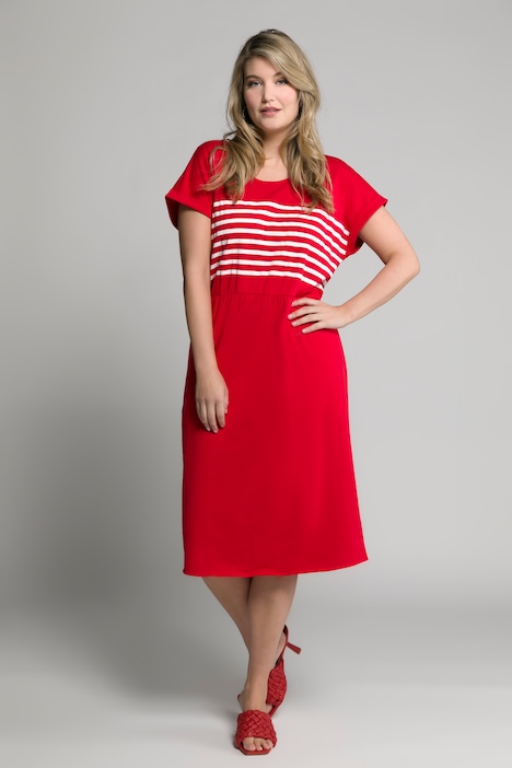 Kleid, Ringel, Rundhals, Halbarm