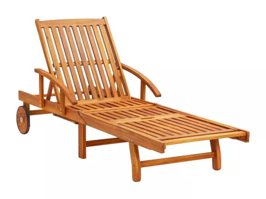 Chaise longue de jardin avec coussin Bois d'acacia solide
