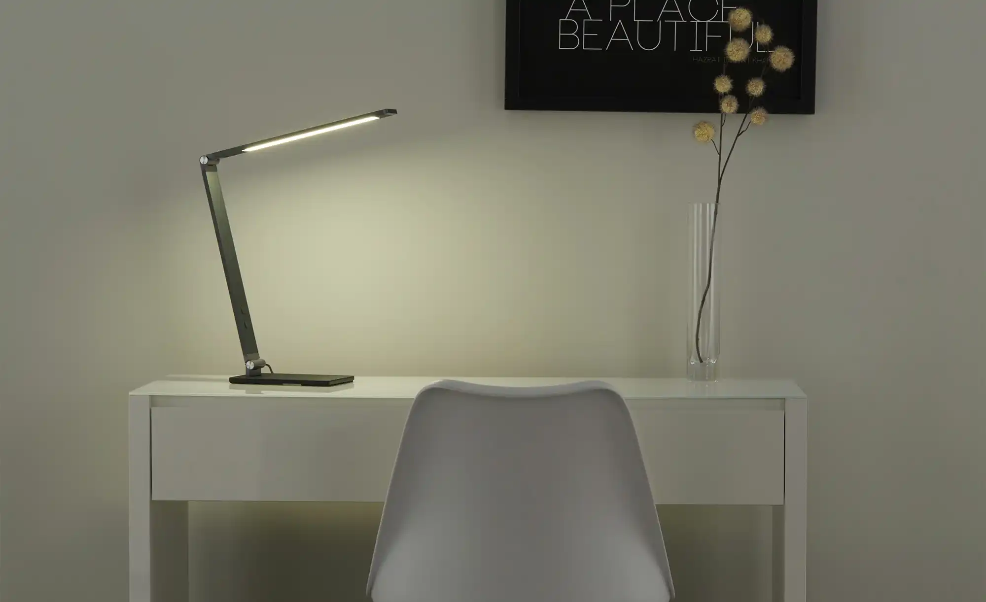 Fischer-Honsel LED-Tischleuchte, anthrazit-grau mit Dimmer
