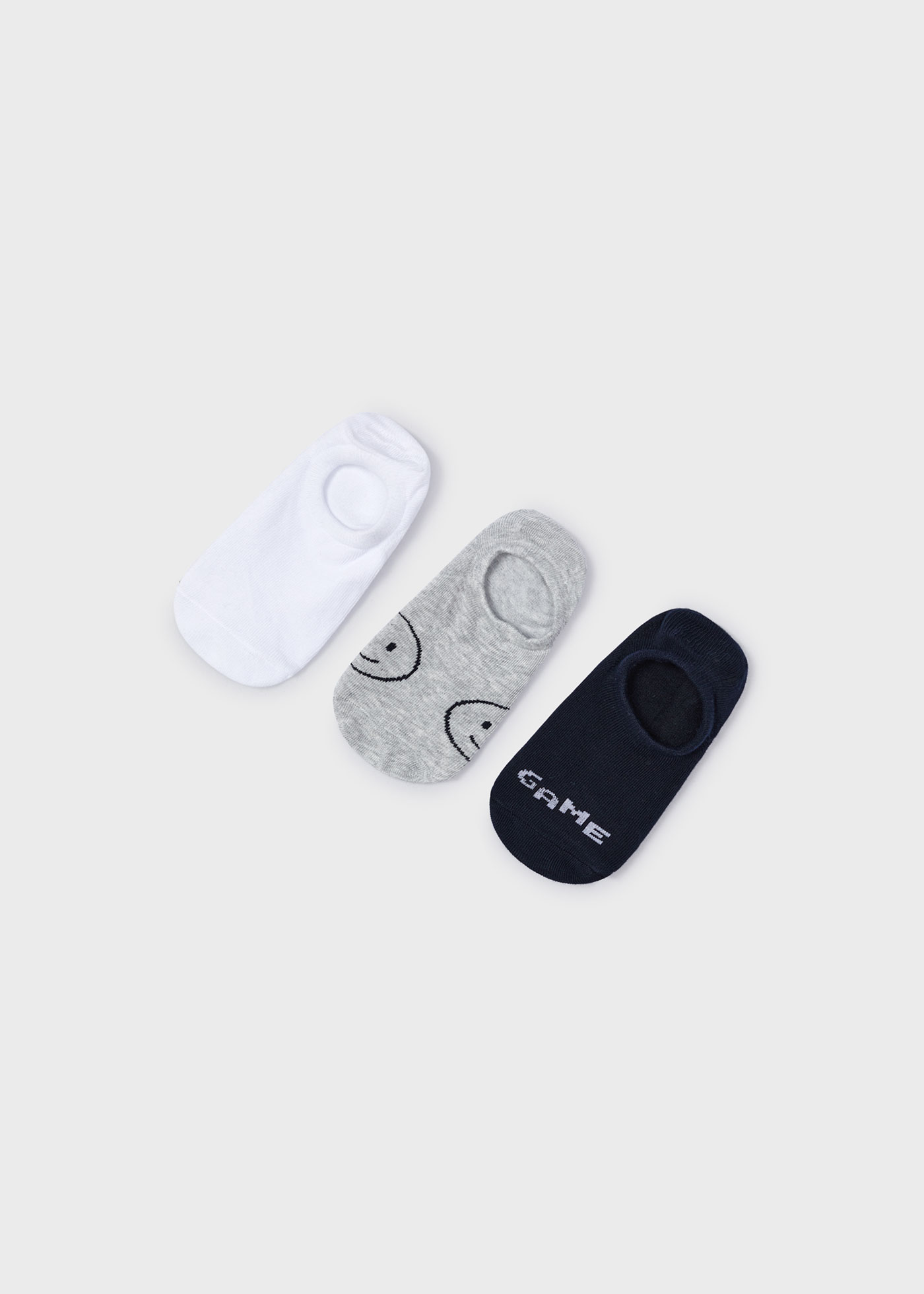 Conjunto de 3 meias invisíveis de algodão orgânico para meninos, Clorofila