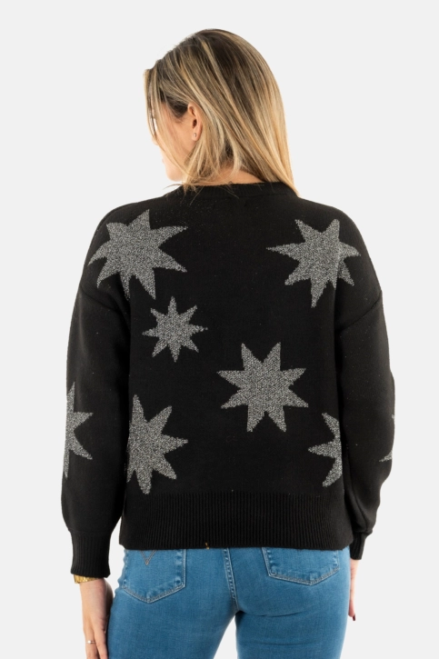 Pull hiver only rosie black dull silver glitter