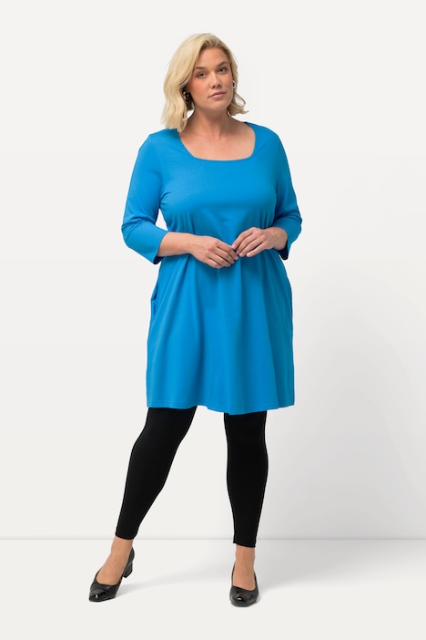 Longshirt, A-Linie, Carree-Ausschnitt, 3/4-Arm