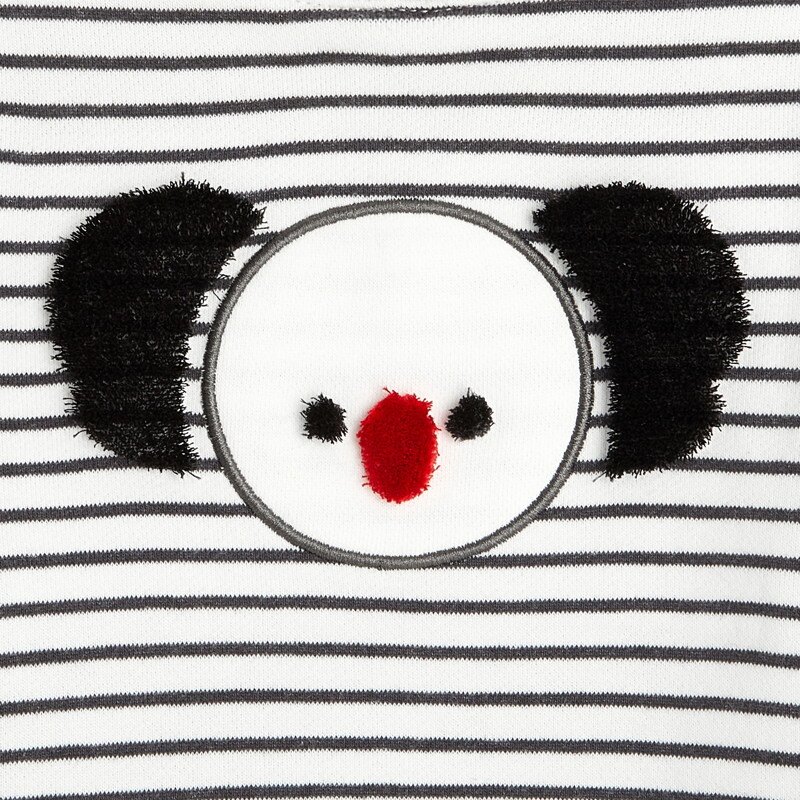 Sweat rayé molleton coton bio à motif panda gris bébé garçon Gris ou noir