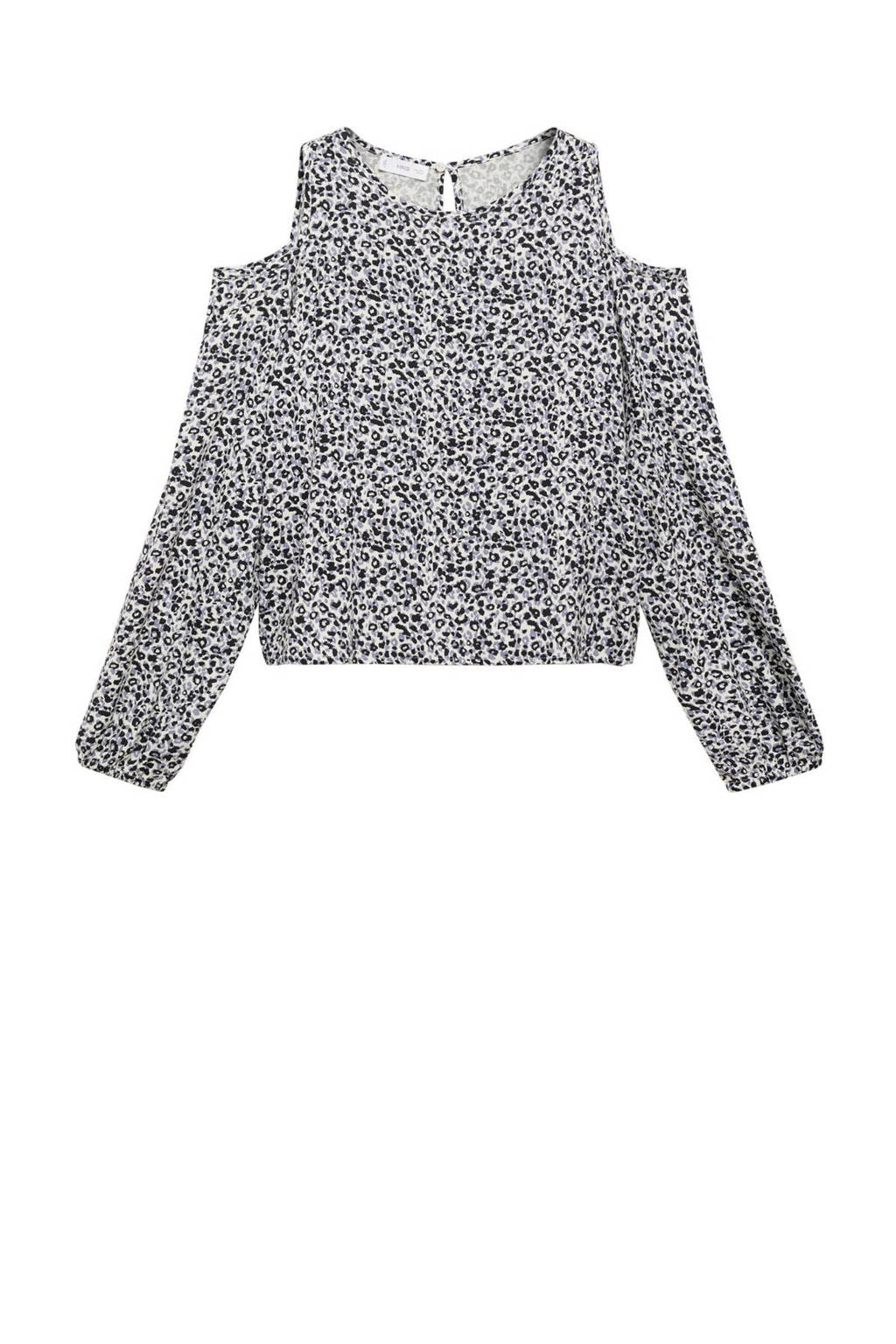 MANGO TEEN top met panterprint marine/wit/lichtblauw