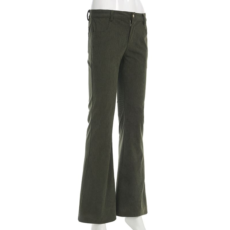 Cincine - Lage, effen corduroy broek met wijde pijpen