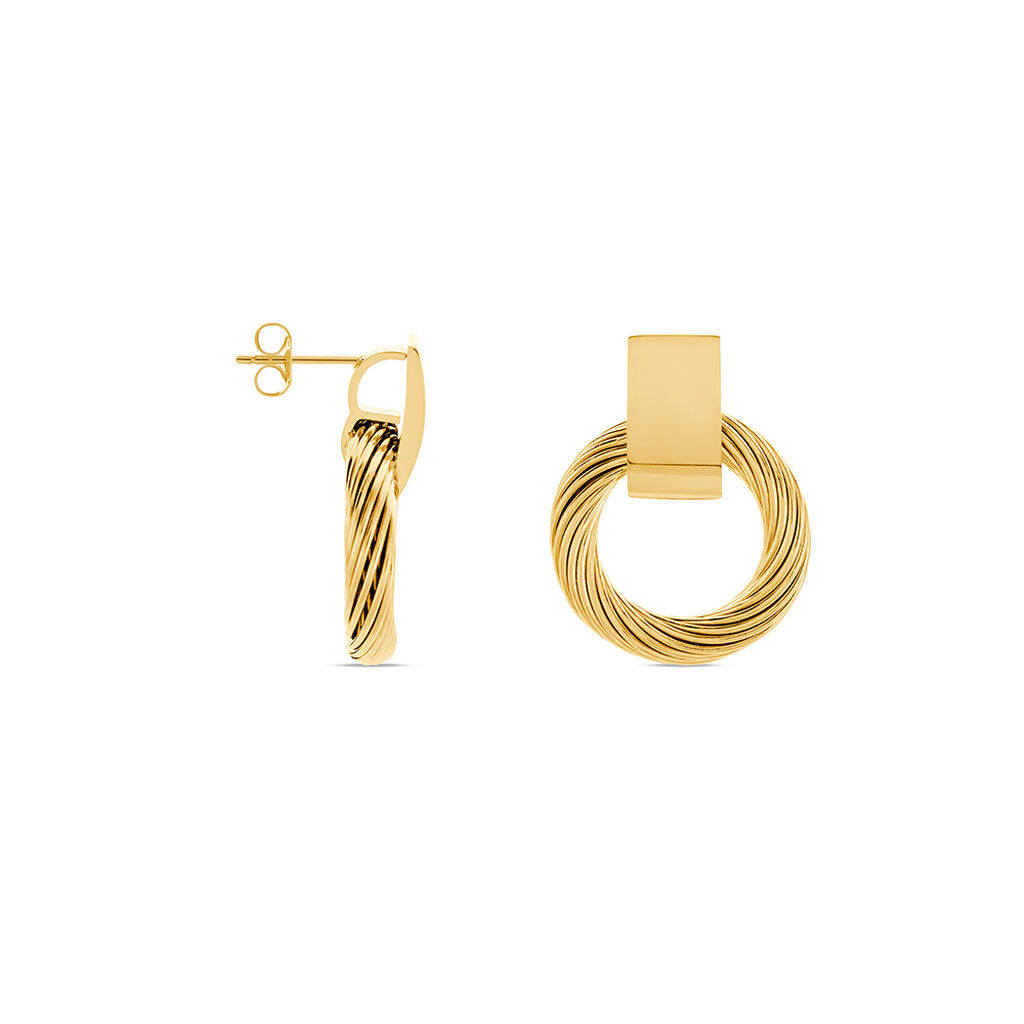 Boucles D'oreilles Hera Acier Dore Ziane Plaque Et Cercle