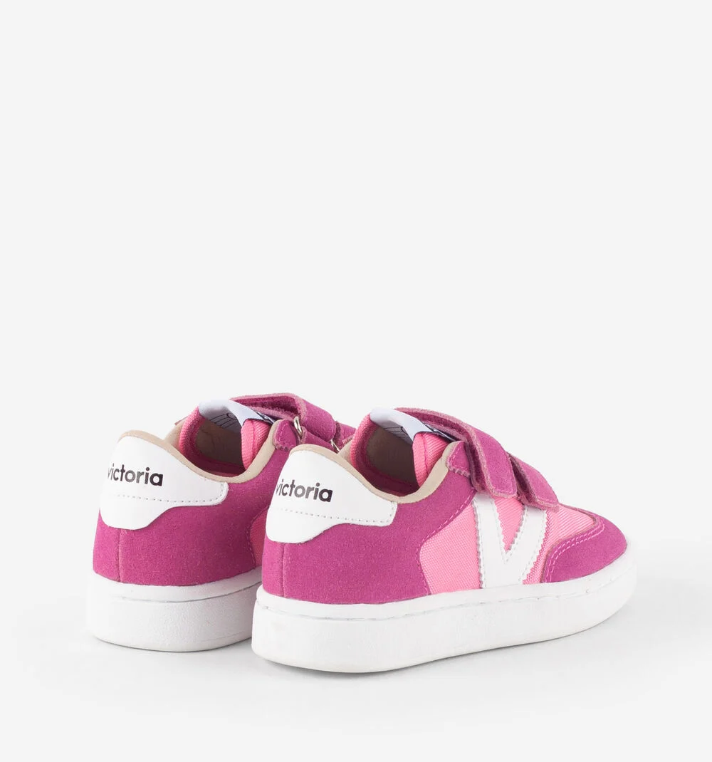 MILLAS BRIDES NYLON ET CUIR FENDU Baskets monochromes pour enfant FUCSIA