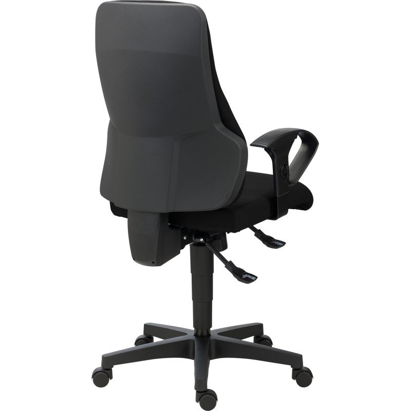 Chaise de bureau Dhark tissu - dossier haut - avec ou sans accoudoirs - mécanisme Synchrone - pieds noir