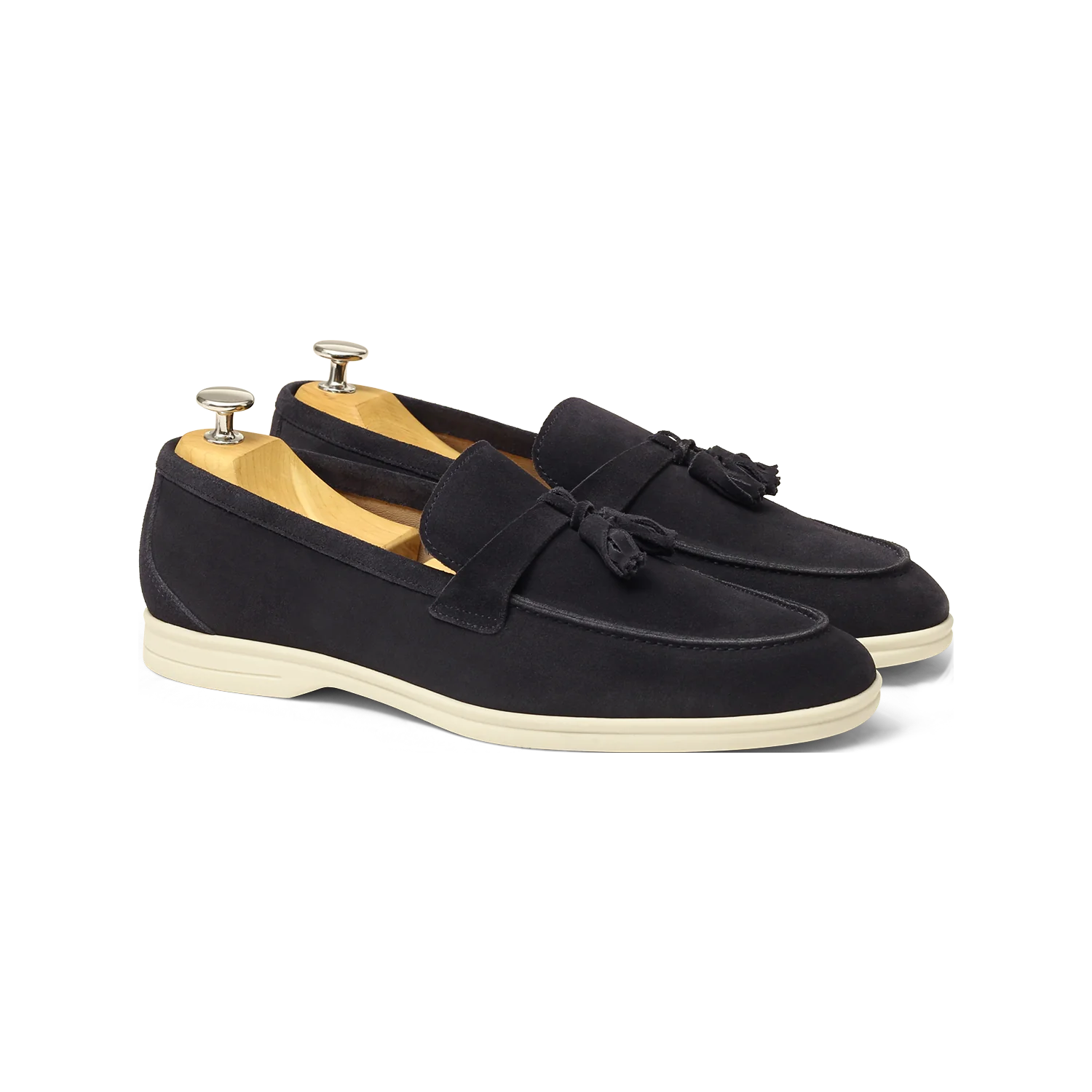 Pompy-Mocassin à glands en velours marine
