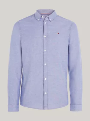 Camisa de algodão Oxford stretch com corte slim.
