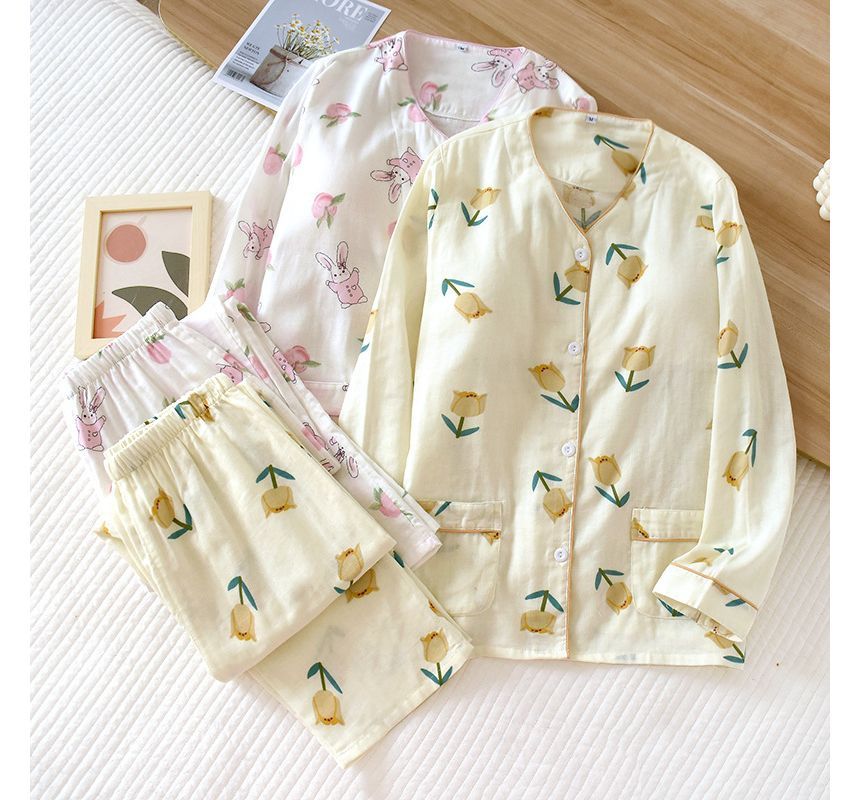 Somnus - Zwangerschapspyjamaset: top met lange mouwen en print + broek