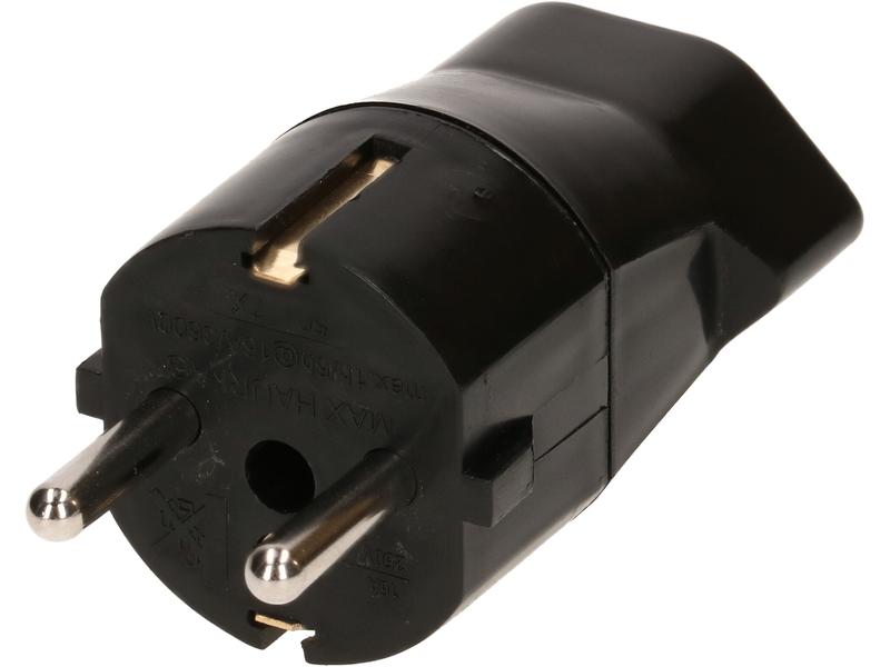 Max Hauri Reiseadapter Schuko – T23, Schwarz 3-poliger Übergangsstecker Schuko auf Typ 23 Kupplung