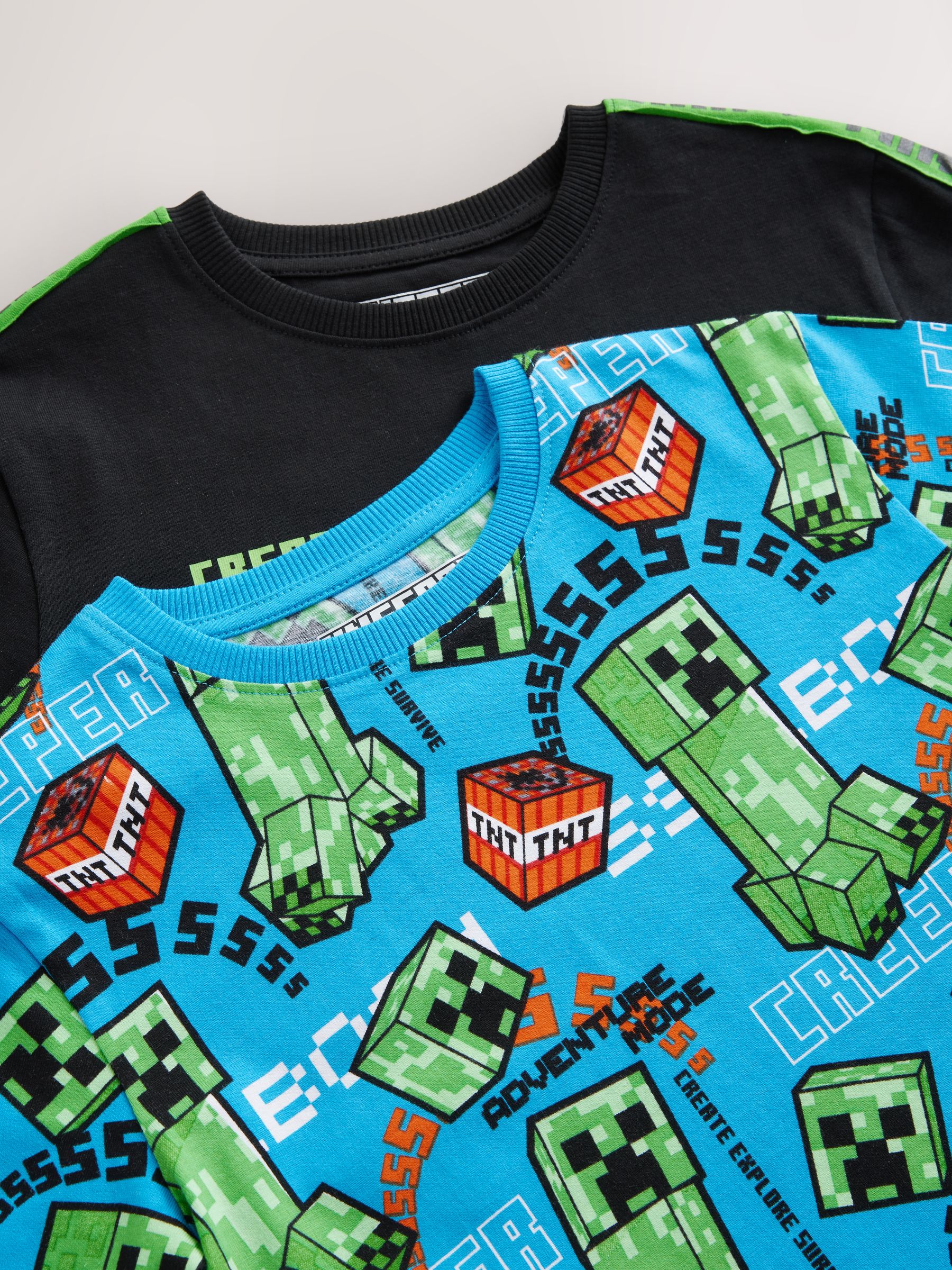 Groen/zwart - Gelicentieerde Minecraft korte pyjama's verpakking van 2 (5-14jr)