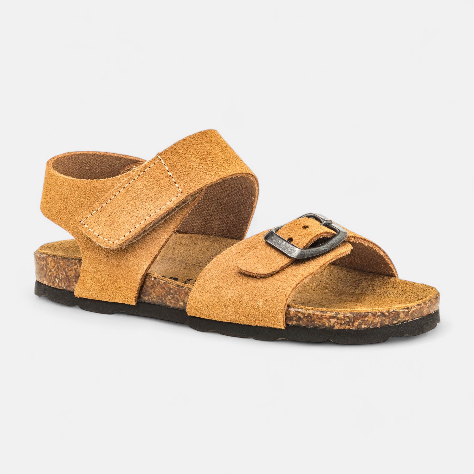 Mules semelle liège Garçon en cuir cognac