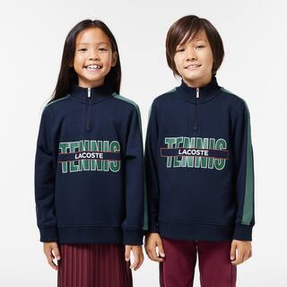 Sweatshirt imprimé col zippé en coton Pullovers & Sweatshirts - Bleu - Lacoste - Enfant