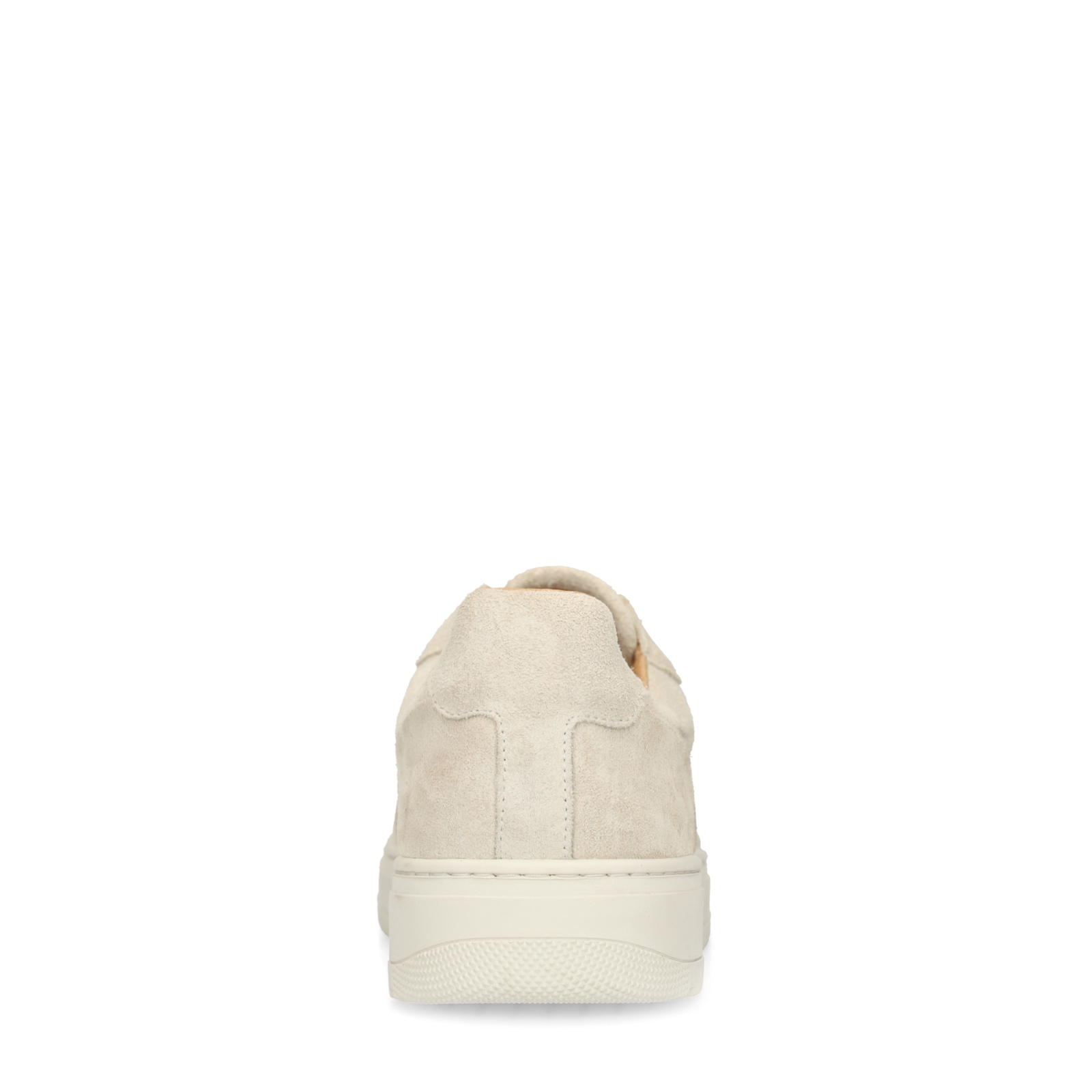 Lichtgrijze suède sneakers met leren details