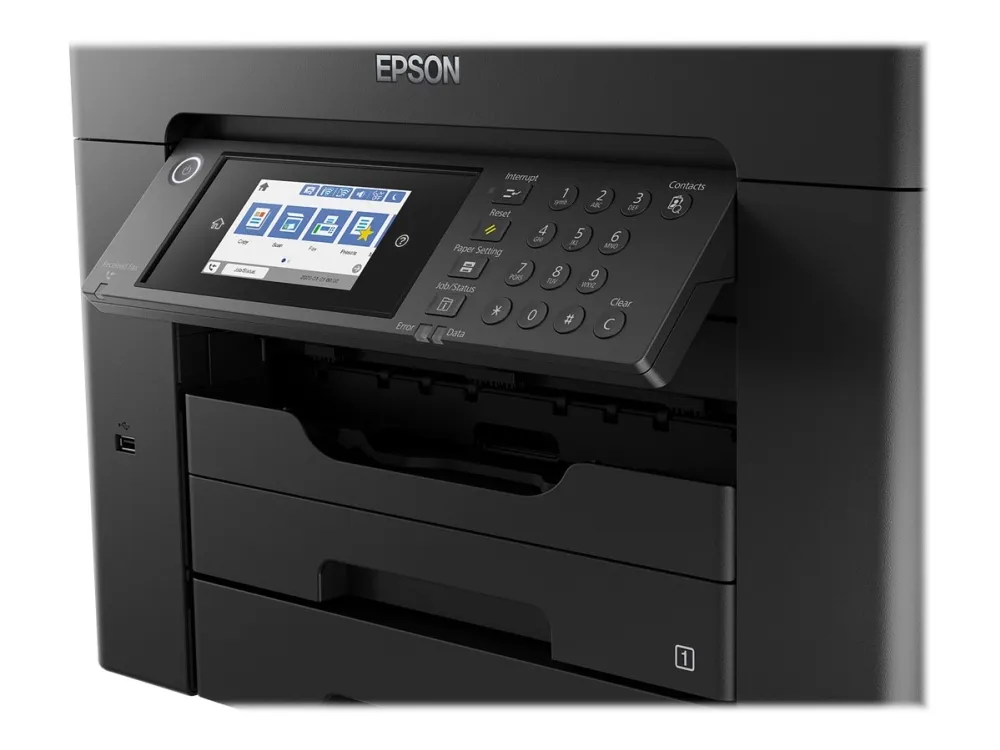 Epson WorkForce WF-7830DTWF - Multifunktionsprinter - farve - blækprinter - A3 (297 x 420 mm) (original) - A3 (medie) - op til 25 spm (udskriver) - 500 ark - 33.6 Kbps - USB 2.0, LAN, Wi-Fi(n)