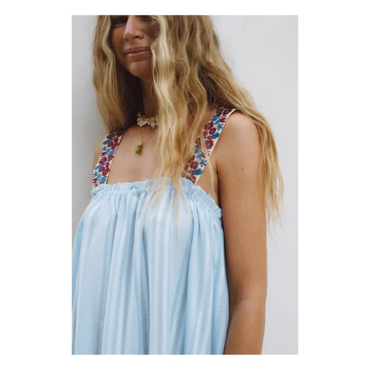 JoSephine Robe Mojito Broderies Rayures | Bleu ciel