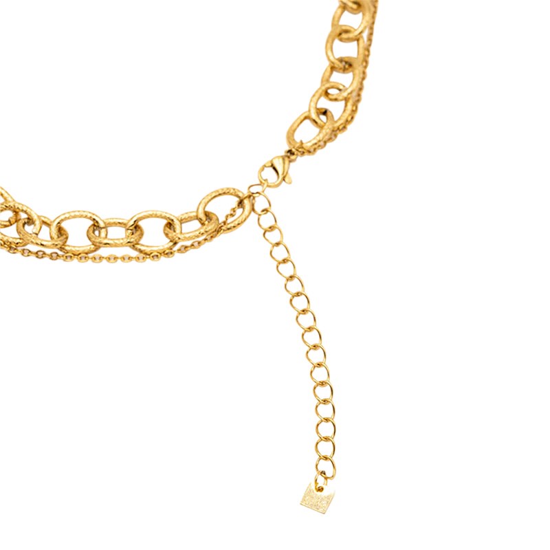 Collier double rangs en acier doré