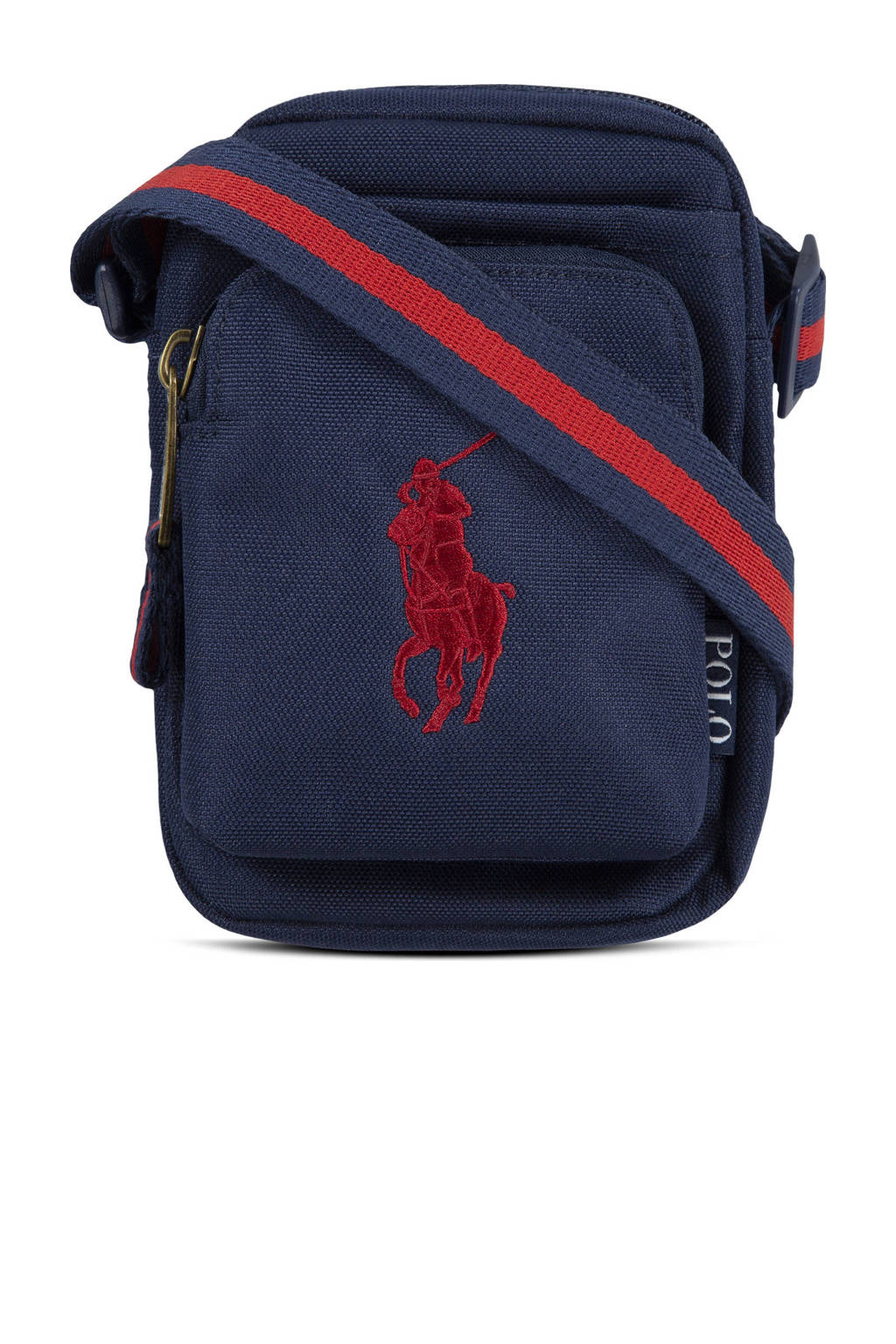 crossbody tas met logo donkerblauw/rood