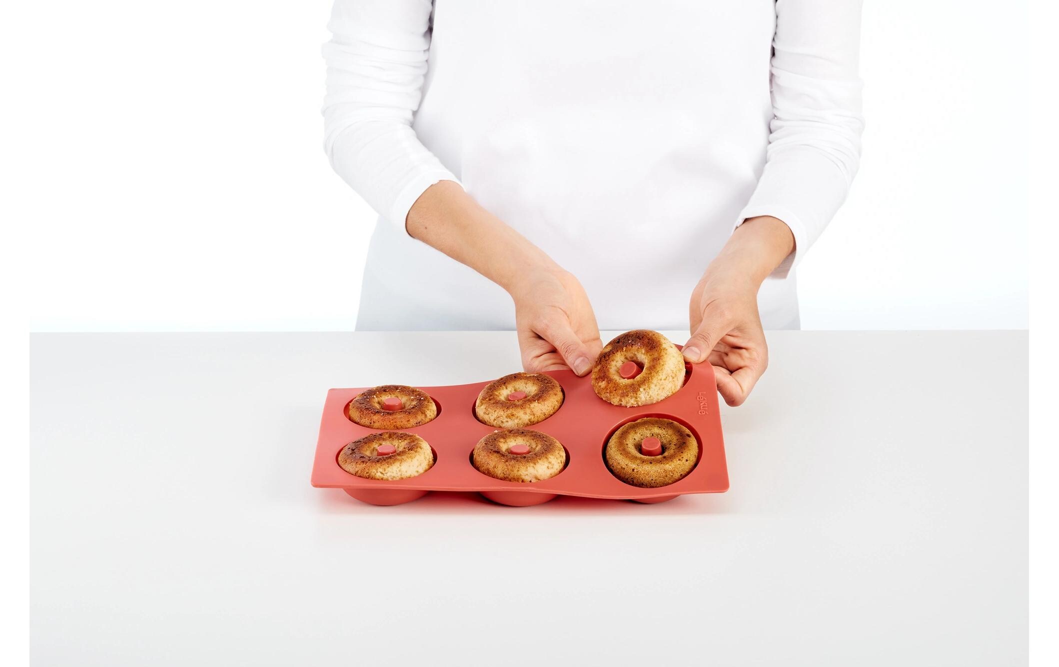 Donut-Backform Silikon, Schwarz, 6 MuldenDonutbackform