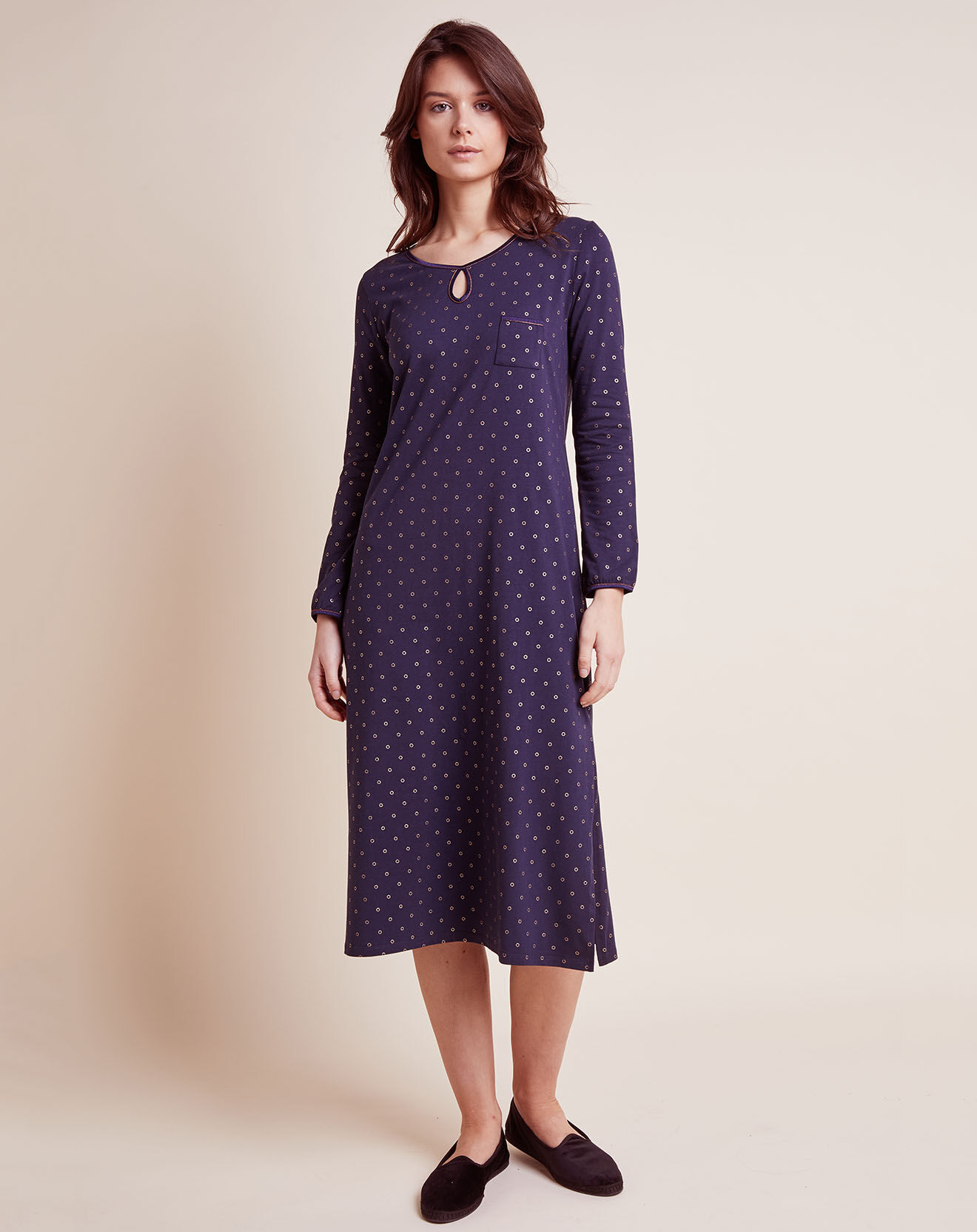 Le Chat Chemise de nuit imprimée Caline marine