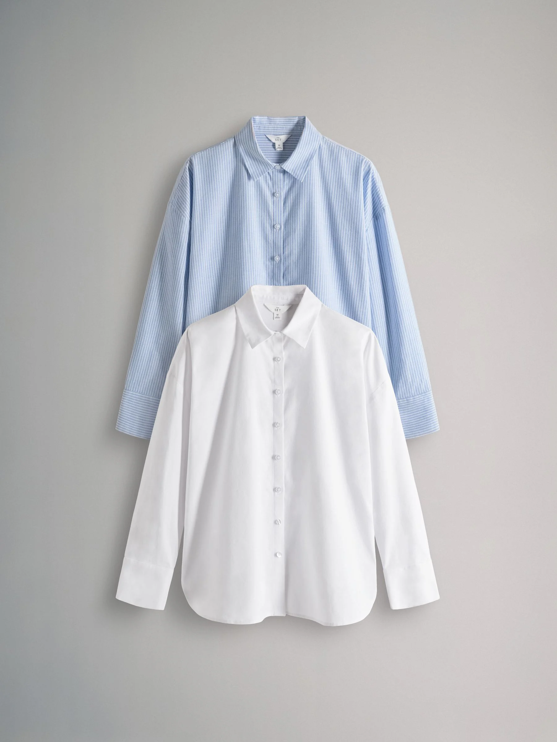 Blauw-witte strepen/Wit - The Set verpakking van 2 Oxford-overhemden