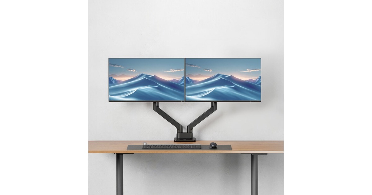 ACT ConnectivityMonitorarm office premium, gasveer, 2 monitoren  (Zwart)