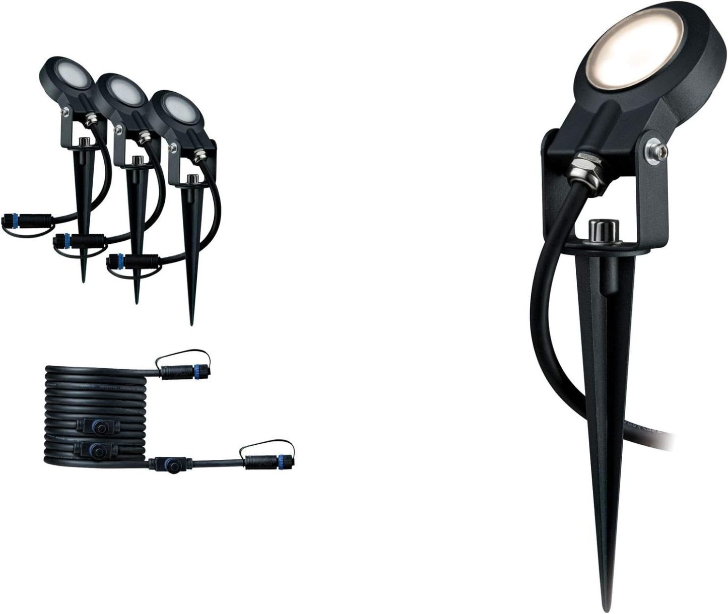 Paulmann Leuchten Paulmann 93696 Outdoor Plug & Shine 3er-Set Spot Sting Basisset IP67 3000K 3 x 6W