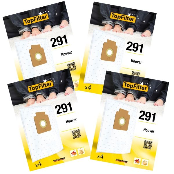 Lot de 4 packs de 4sacs aspirateur 64291 pour Hoover Premium TopFilter