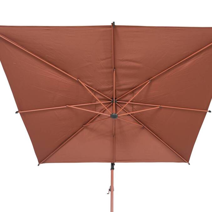 Parasol déporté carré MANOA Acajou
