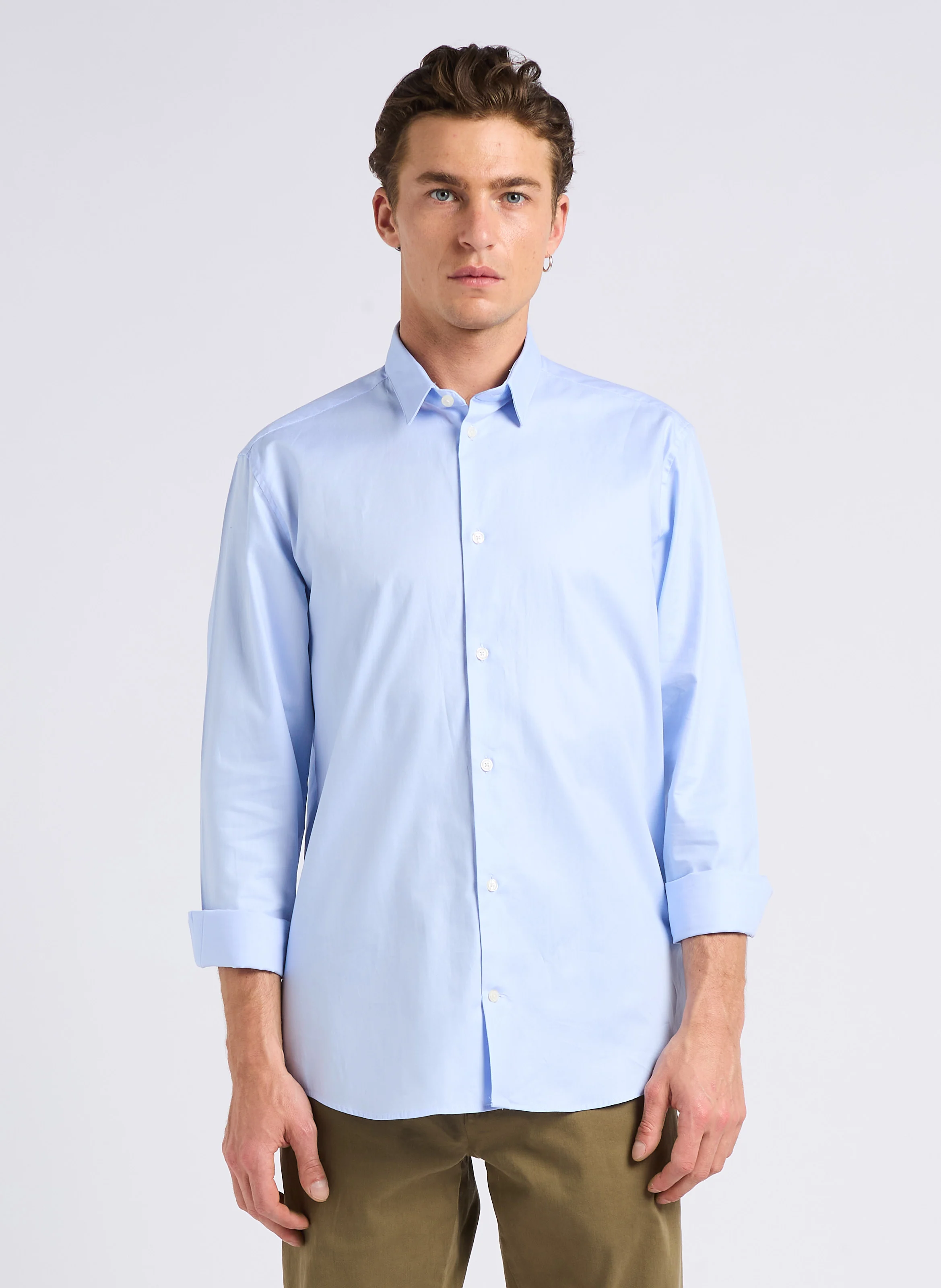 LAAVE - Chemise col classique slim-fit en coton | Bleu