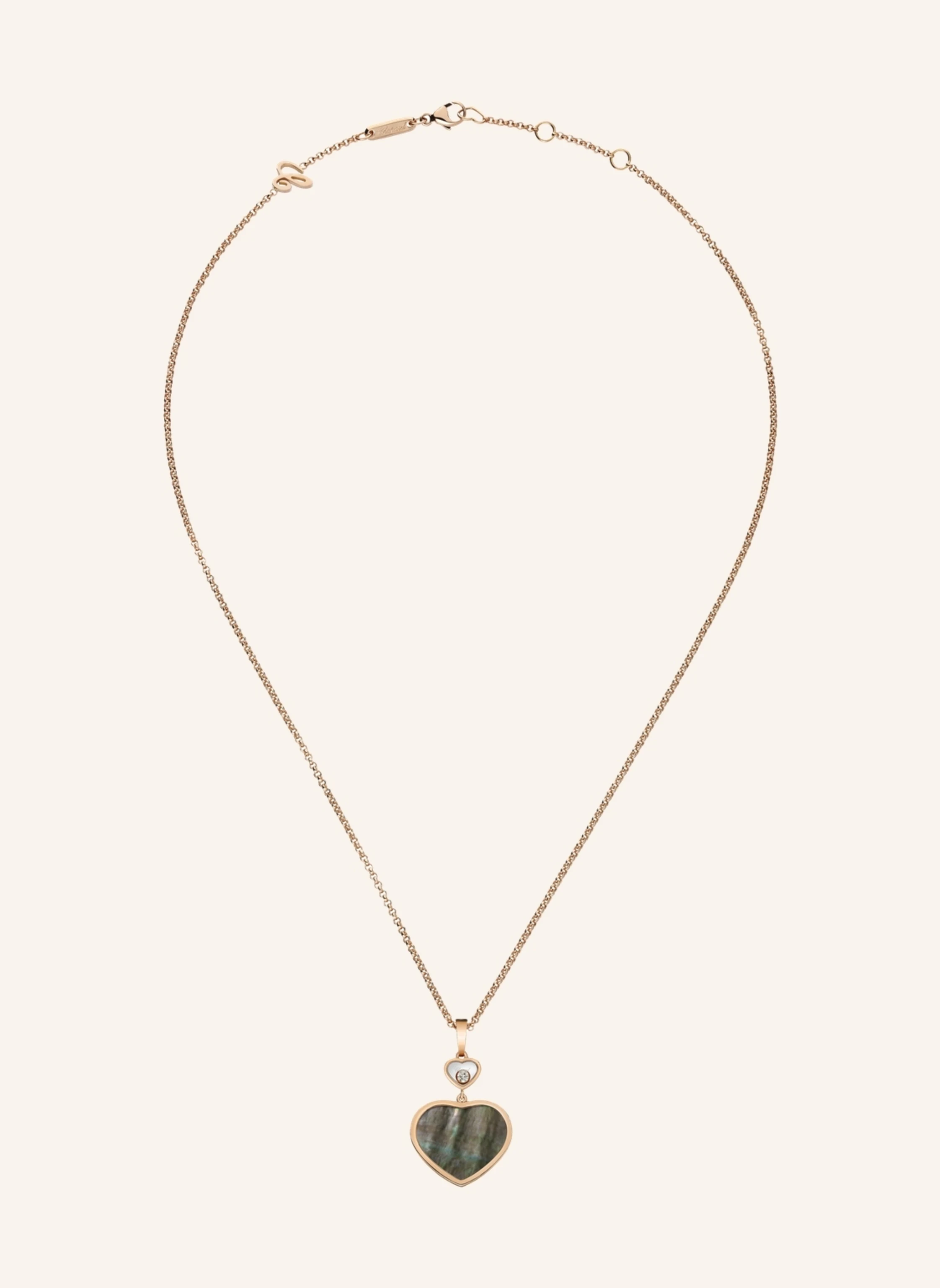Chopard Anhänger HAPPY HEARTS Anhänger aus 18 Karat Roségold, Diamanten und schwarzes Tahiti-Perlmutt