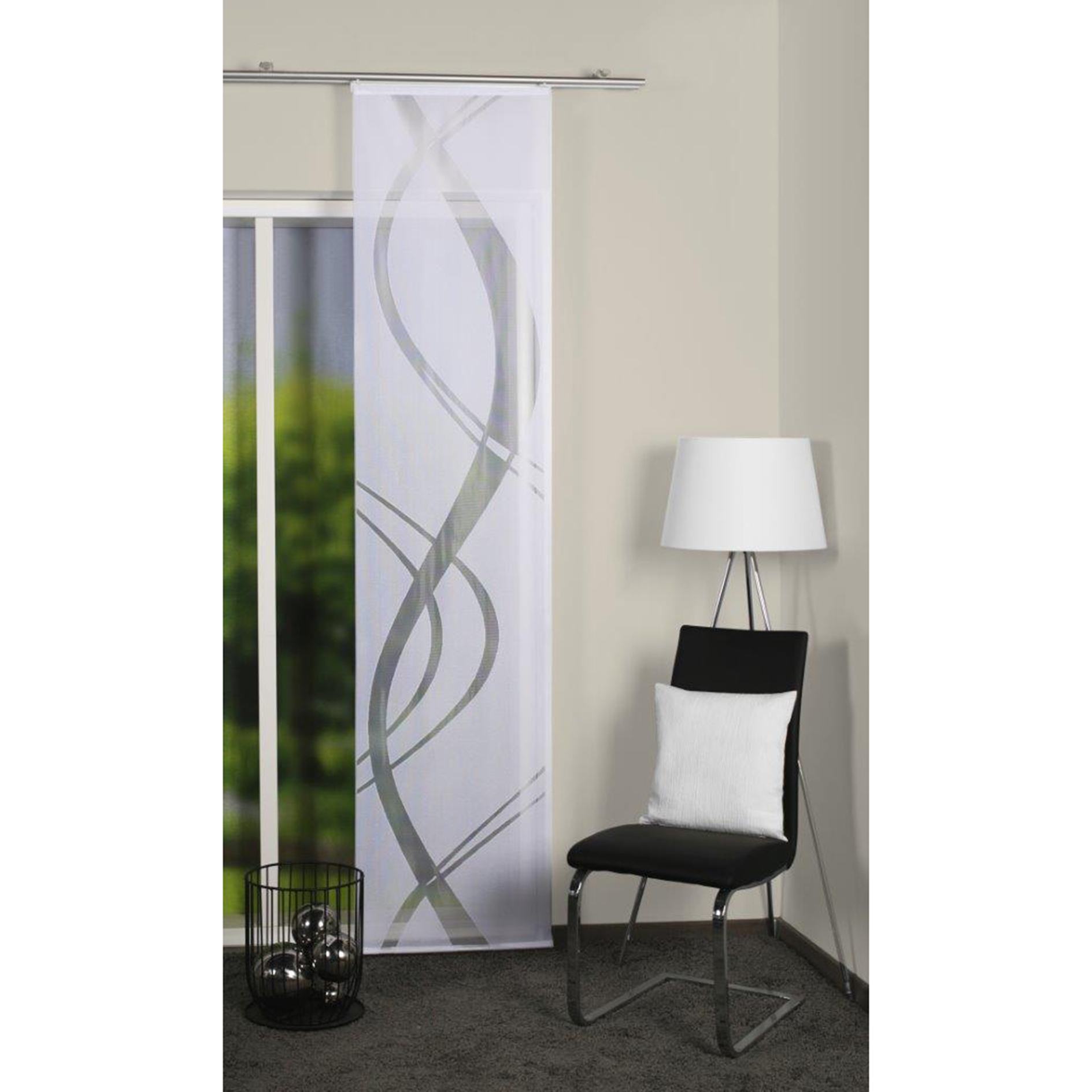 Schiebevorhang TIBASO - weiß-transparent - 57x145 cm