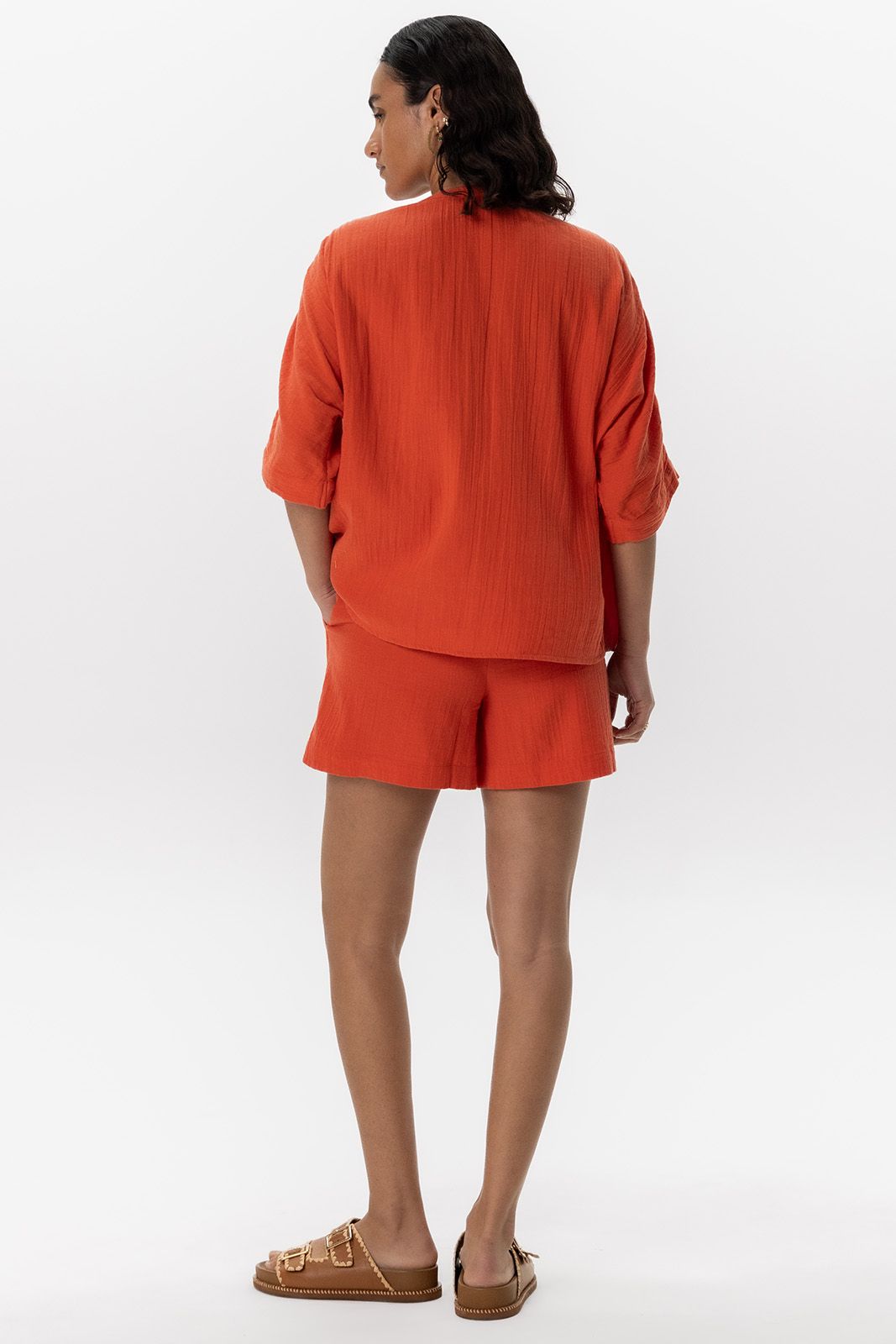 Oranje mousseline shorts