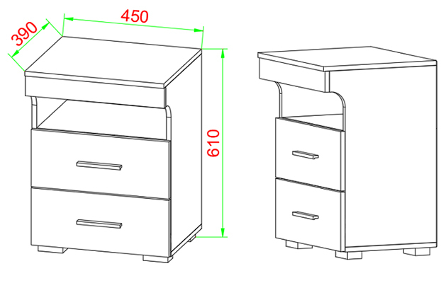 Nachttisch SLEPAL L - weiß - 2 Schubladen - 45 cm