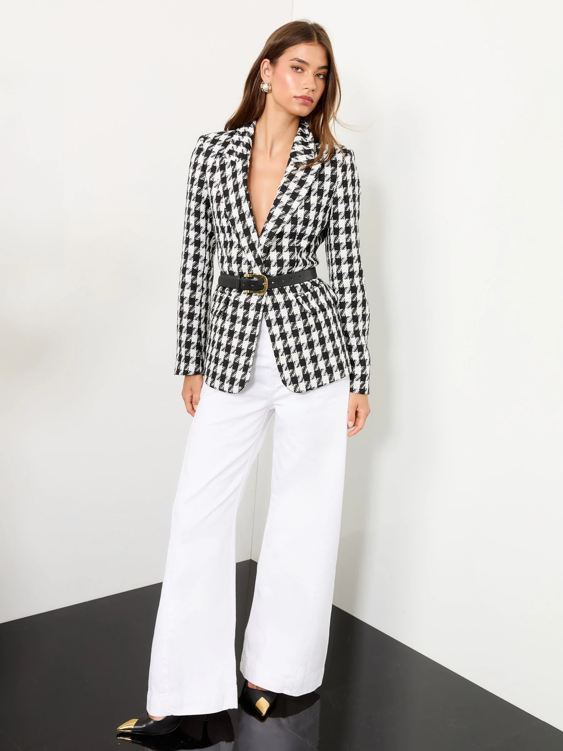 Zwart-wit pied-de-poule - Lipsy - Blazer met enkele knopenrij