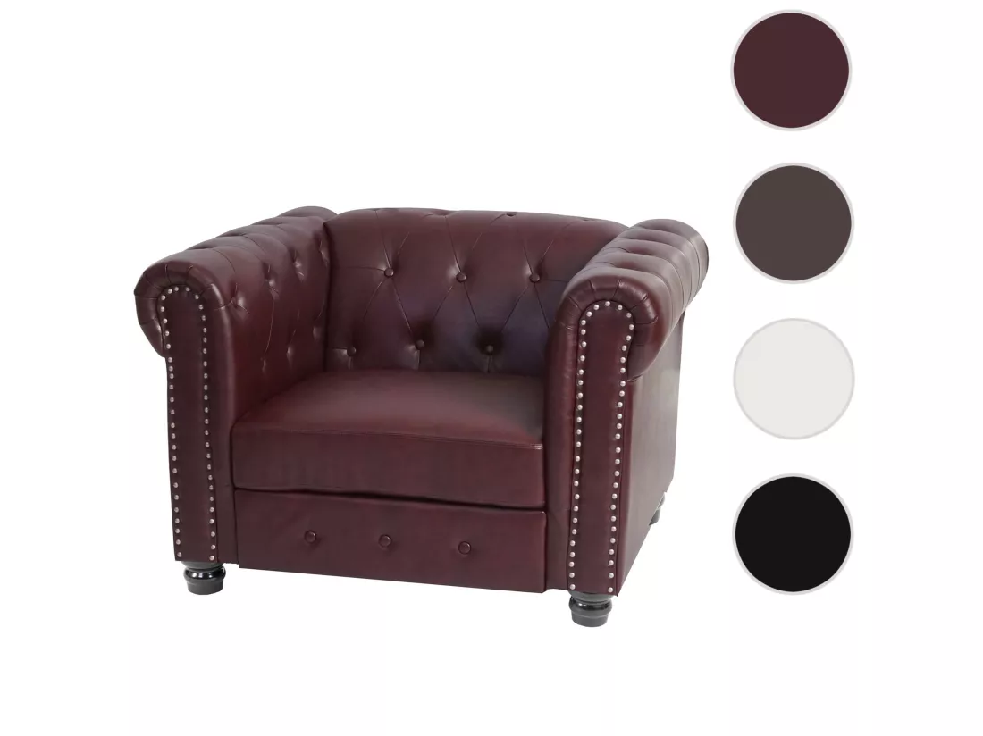 Fauteuil relax Edinburgh Pieds ronds, pieds ronds, brun rouge