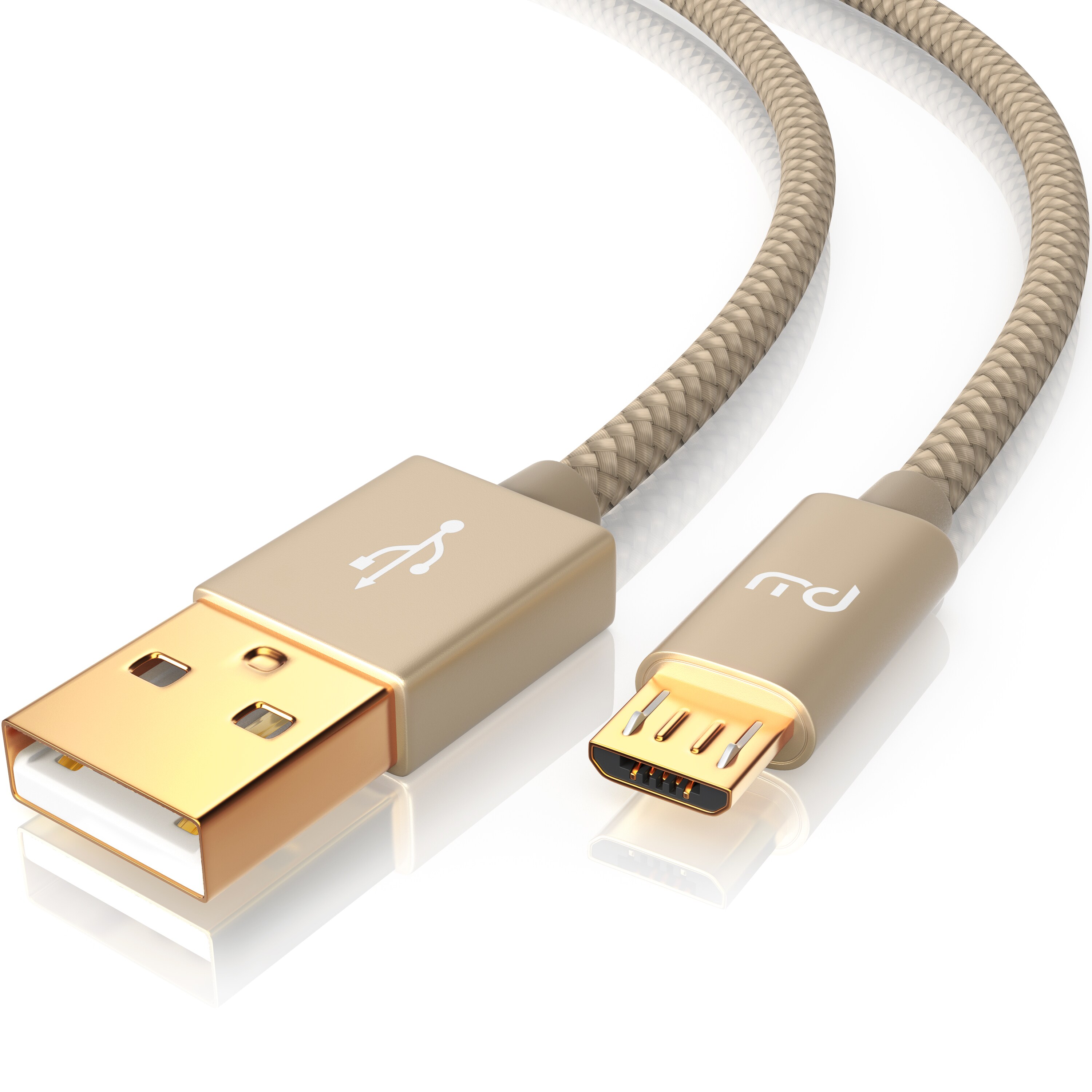 Primewire Premium Micro USB 2,4A Schnellladekabel - Nylonkabel Metallstecker - High Speed Ladekabel / Datenkabel - 3m