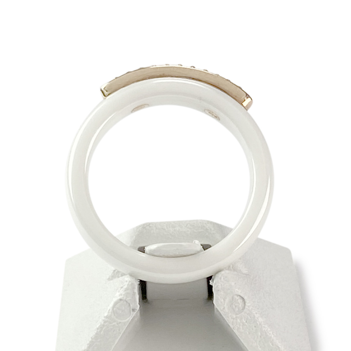 Bague d'occasion or 375 rose céramique blanche et diamants